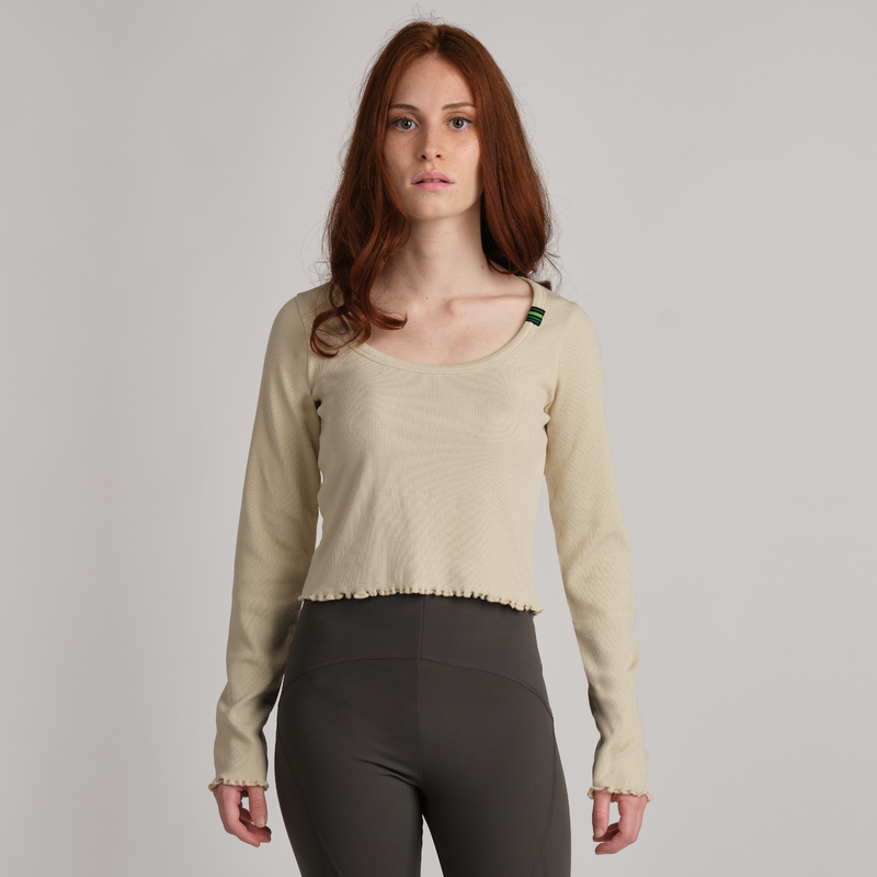 HER ORGANIC COTTON + KAPOK RIBBED CROPPED TOP